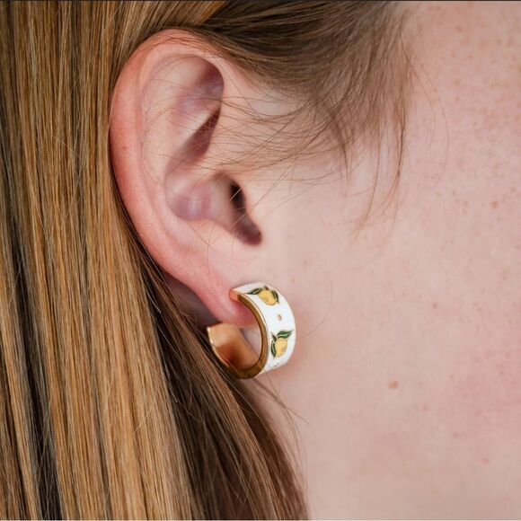 Bohemian lemon hoop earrings A811 - Picture 2 of 5